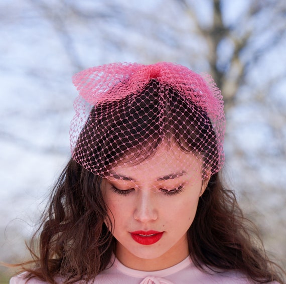 Vintage Bow Veil, Whimsy Hat, Birdcage Hat, Vinta… - image 3