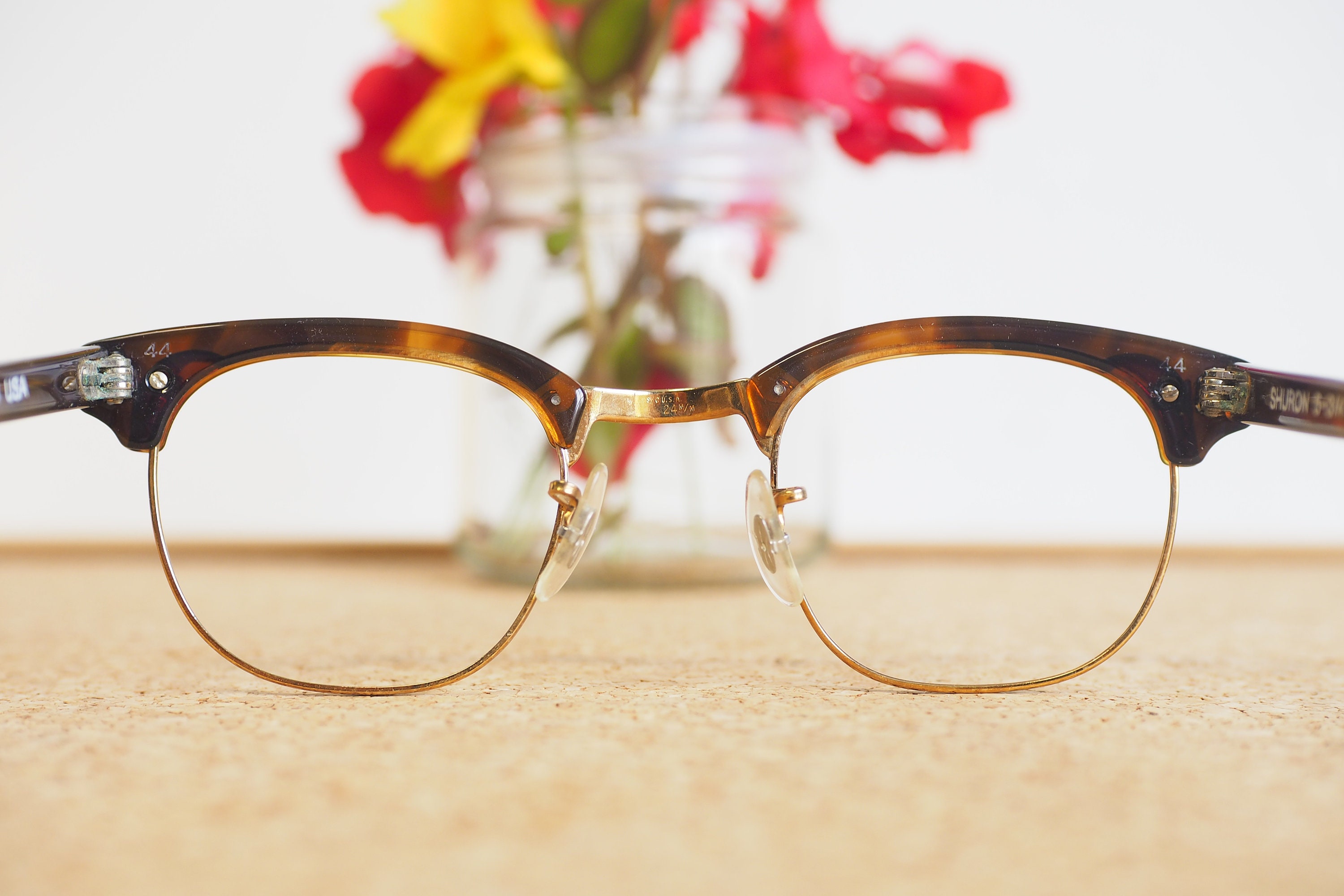 Vintage Eyeglasses Shuron Ronsir 1970s Gold and Brown Tone - Etsy