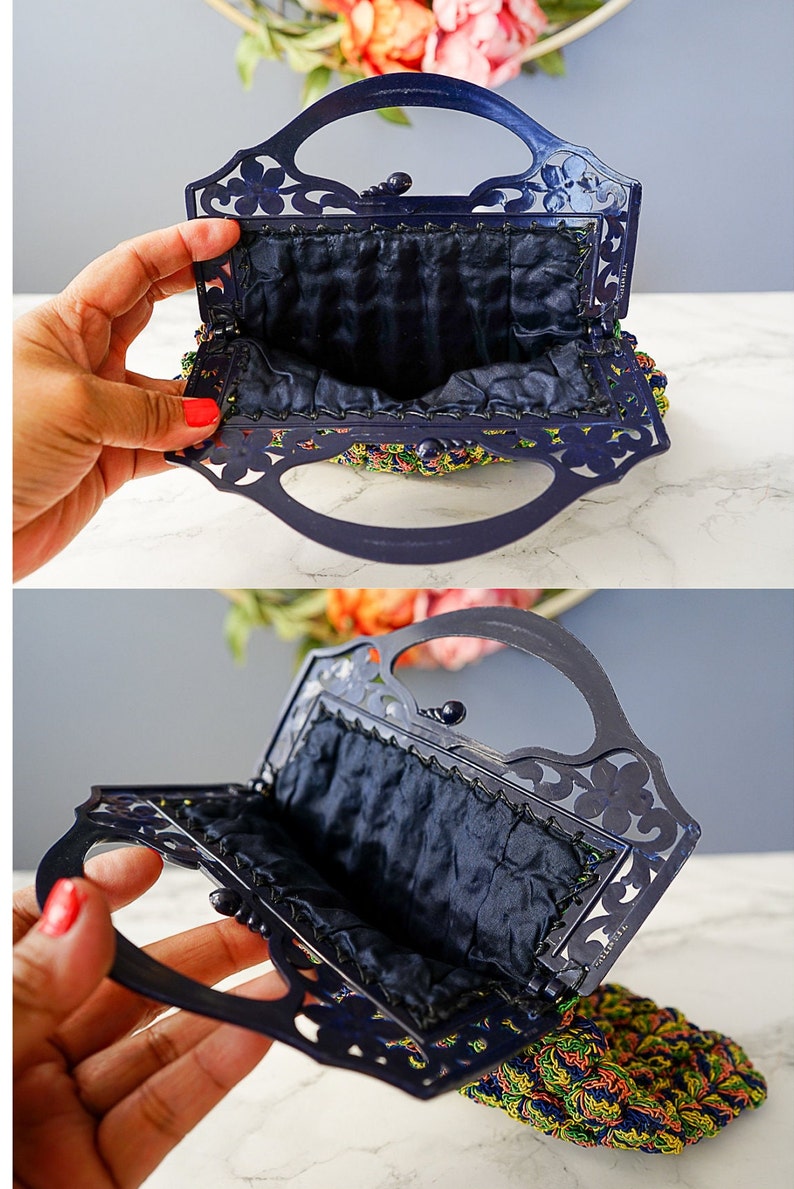 Vintage 1930s Crochet Plastic Frame Purse/ Vintage Purse/ 1930s-40s Purse/ Vintage Handbag/ Evening Bags/ Vintage Women Bag/ Cocktail Bag image 10