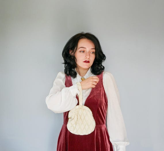 Vintage Lumered Corde Bead wristlet Purse/ Candy … - image 4