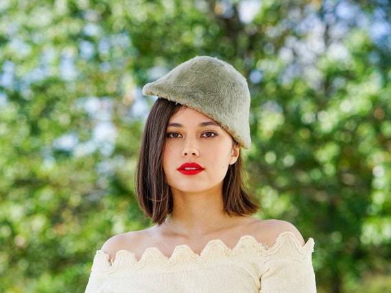 Vintage Fur Felt Half Hat, Tilt Hat, 1950s Hat, Vi
