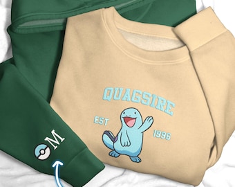 Personalisiertes Quagsire-Sweatshirt mit Stickerei, süßes Shirt mit individuellem Namen, kuscheliger Unisex-Hoodie, lustiges Geschenk zum Jahrestag, Quagsire-Shirt-Geschenke