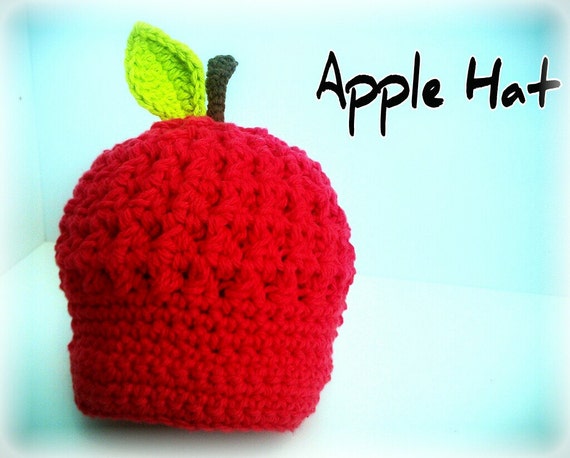 Items similar to Baby Hat, Crochet Apple Hat, Baby Apple Hat, Red Apple ...