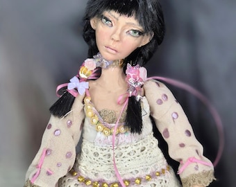 OOAK クレイアートドール：手作りの奇妙なホームデコレーション（16.5