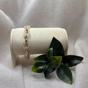 White Resin Link Bracelet | Gold Tone Ivory Statement Jewelry (Nickel Free)