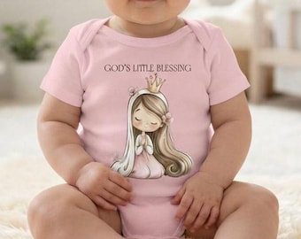 Virgin Mary Baby Bodysuit, Blessed Baby One Piece, Christian Baby Outfit, Catholic Baby Gift, Baby Short Sleeve One Piece