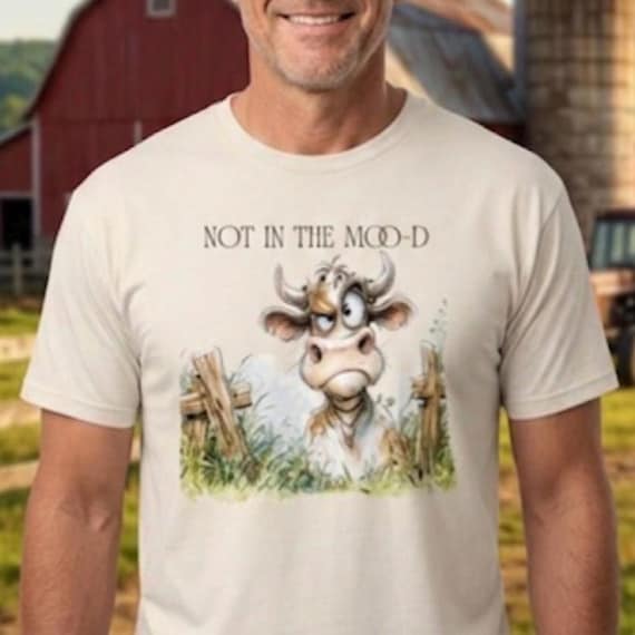 Funny Cow T-Shirt, Grumpy Bull Graphic Tee, Western Ranch Life Apparel