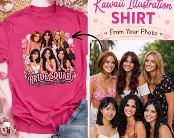 Bachelorette Shirt, Bride Squad Crew Tee (2026) Personalized Kawaii Photo