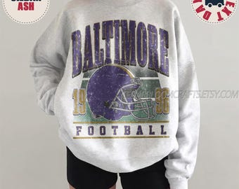 Sudadera vintage de Baltimore Football, camiseta retro con estampado de los 90, camiseta extragrande para el día del partido, camiseta Comfort Colors, para aficionados al fútbol americano BRV14