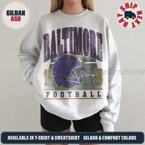 Baltimore Football Vintage Sweatshirt, 90s Retro Graphic Tee, Game Day Oversized T-Shirt, Comfort Colors Shirt, Football Fan BRV14