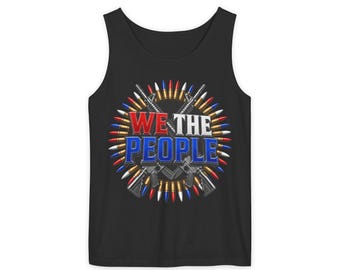 We The People Tank Top, Patriotic Graphic Tank Top, Bullet Wreath Shirt, 2A Patriotic Tank, USA Flag Tank, Fourth of July Tank, Men's Patrio