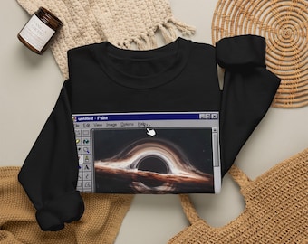 Retro Paint Program Black Hole Sweatshirt | Vintage Software Interface Crewneck