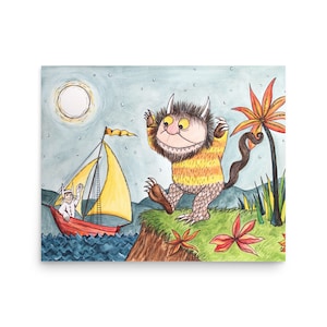 Wild Things Watercolor & Ink, Wild Things Theme, Nursery Decor, Kids Room Art UNFRAMED