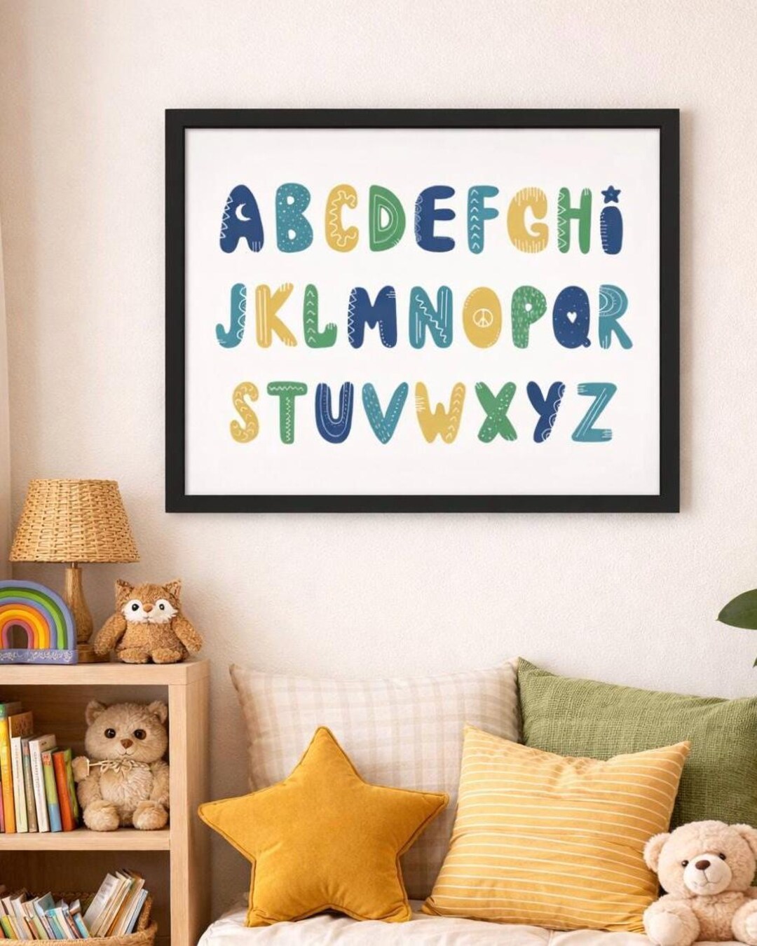 Framed Alphabet Wall Art | Colorful ABC Poster for Kids Room | A to Z ...