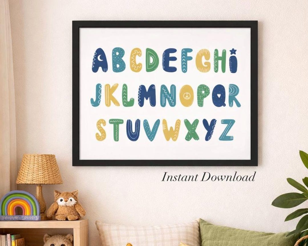 Alphabet Wall Art Printable | ABC Poster for Kids | Nursery Alphabet ...