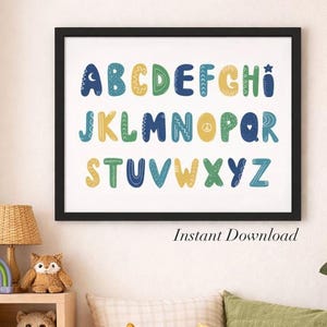 Alphabet Wall Art Printable | ABC Poster for Kids | Nursery Alphabet ...