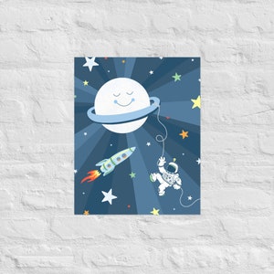 Space Journey, Astronaut Print, Galaxy Poster, Science Wall Art, Robot Art, Space Illustration, UNFRAMED