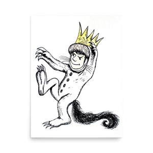 Wild Things Watercolor & Ink, Wild Things Theme, Nursery Decor, Kids Room Art, Max Illustration UNFRAMED