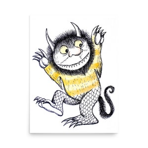 Wild Things Watercolor & Ink, Wild Things Theme, Nursery Decor, Kids Room Art, Monster Illustration UNFRAMED