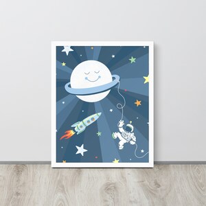Framed Print, Space Journey, Astronaut Print, Galaxy Poster, Science Wall Art, Robot Art, Space Illustration