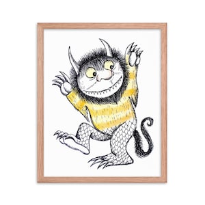 Framed Wild Things Watercolor & Ink, Wild Things Theme, Nursery Decor, Kids Room Art, Monster Illustration