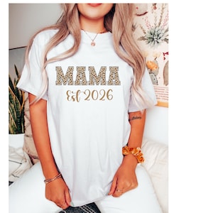 Mama Established 2026 Shirt | Leopard Print New Mom T-Shirt | Pregnancy Announcement Gift | Comfort Colors Tee