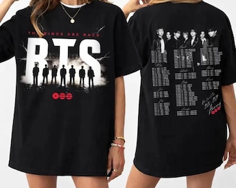 Camiseta da turnê mundial Arirang do BTS 2026, Produtos oficiais do show The Kings Are Back, Camiseta com estampa do grupo Bangtan Boys, Roupas para fãs de K-pop e ARMY