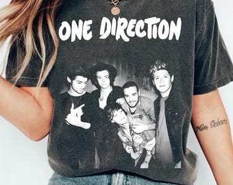 Camiseta vintage do One Direction, produto oficial da banda 1D, camiseta gráfica com estampa de Harry Styles, Zayn, Malik, Niall Horan, Liam e Louis, fã dos Directioners.