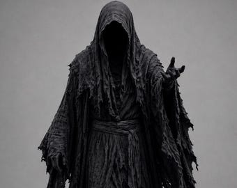 Nazgûl Duistere Heks Koning Kostuum - Fantasie Ringgeest Gewaad met Capuchon Zwarte Cape - Compleet Halloween LARP Kostuum