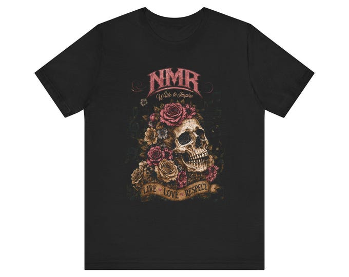 Floral Skull Music Shirt | Gothic Music Graphic Tee | Skull and Roses Tattoo Shirt | Alternative Women NMR x LLR Tee