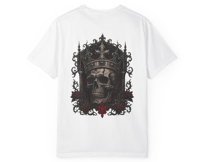Crowned in Adversity | Comfort Colors 1717 Graphic Tee | Gothic Skull Streetwear | NMR Apparel