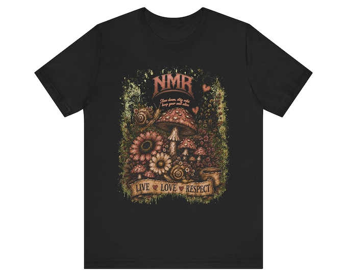 Mushroom Garden Graphic Shirt | Cottagecore Gothic Tee | Floral Mushroom & Snail Shirt | Live Love Respect NMR x LLR