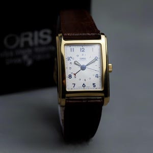 Oris Tank Pointer Date Automatic Cal 654 Vintage Original Box & Buckle Dress Watch