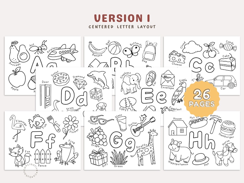 26 Alphabet Coloring Pages: ABC Printable for Kids, Preschool Learning ...