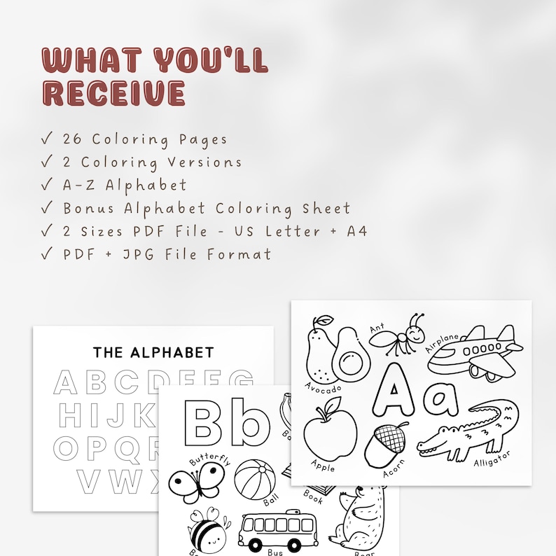 26 Alphabet Coloring Pages: ABC Printable for Kids, Preschool Learning ...