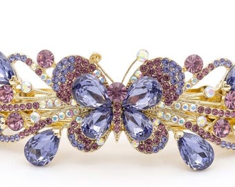 Fermaglio per capelli a forma di farfalla e fiore, fermaglio per capelli da sposa viola
