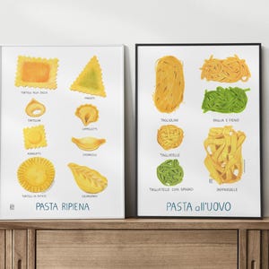 Pasta All&#39;uovo, Pasta Ripiena, Italian Pasta Print, Pasta print poster, Italian Food art, Kitchen poster