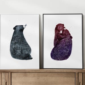 Dreamy Bear, Bear  Hug :  Bear Print, Bear nursery print, bear wall art,  animal artwork, baby room decor