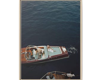 Aerial Boat Portrait Matte Canvas Framed | Nautical Wall Art