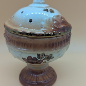 Vintage Etruria Pottery England Ceramic Potpourri Jar Pomander Bowl Rose Gold