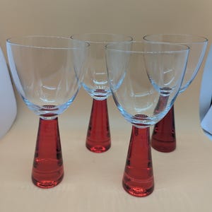 Artland Prescott Crystal Wine Goblets – Ruby Red Stem, Hand-Blown Set of 4 (Mint Condition)