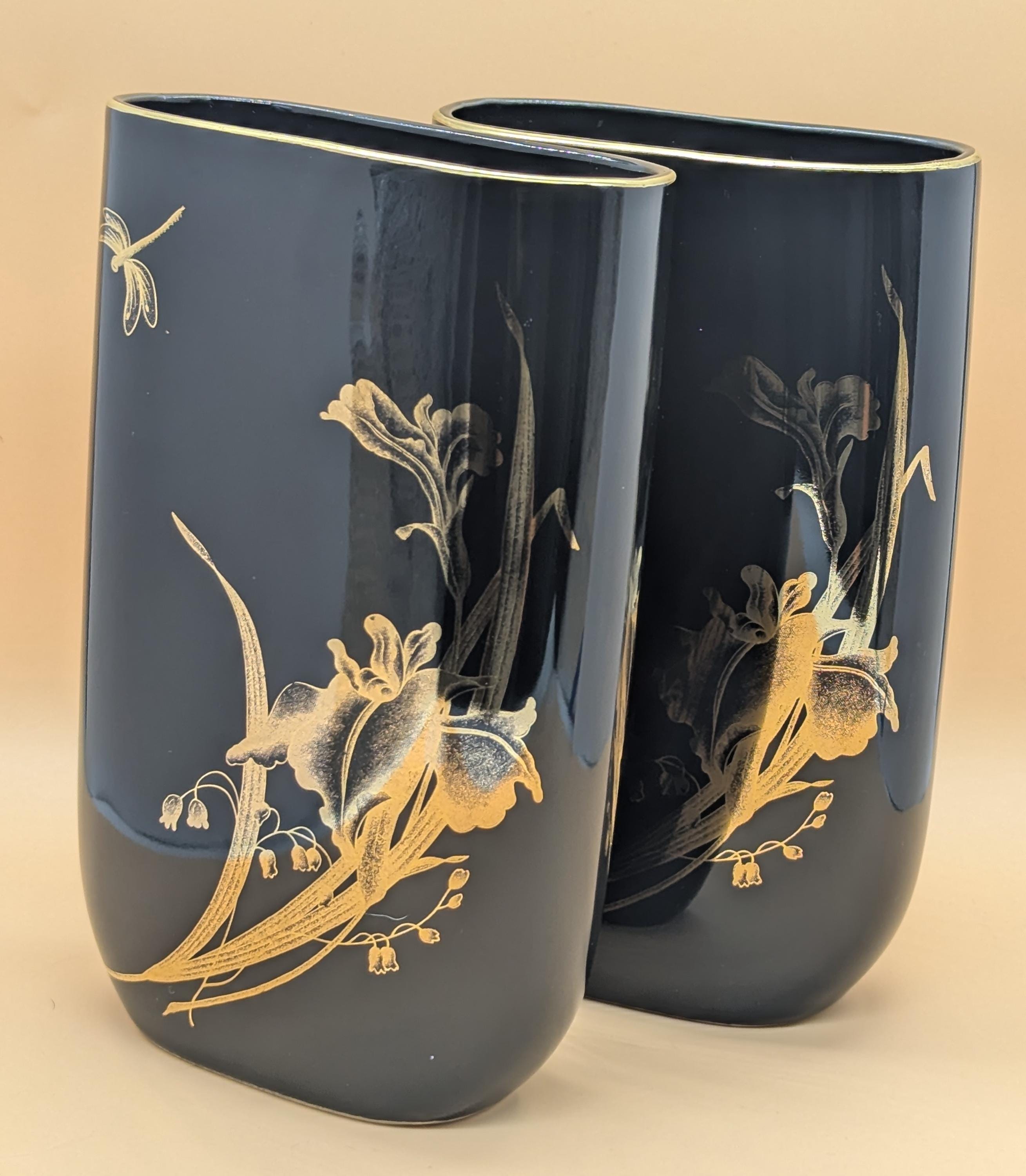 Gilded Black Vase - Etsy