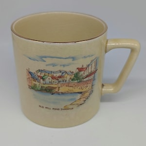 Vintage Crown Devon Fieldings Mug - "Old Mill Pond Swanage" - Made in England, Numbered 1628