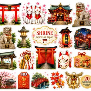 Bring the beauty and spirituality of Japan into your creative projects with this collection of 20 Japanese Shrine Stickers.This high-qualit