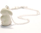 porcelain and silver bunny necklace, short chain