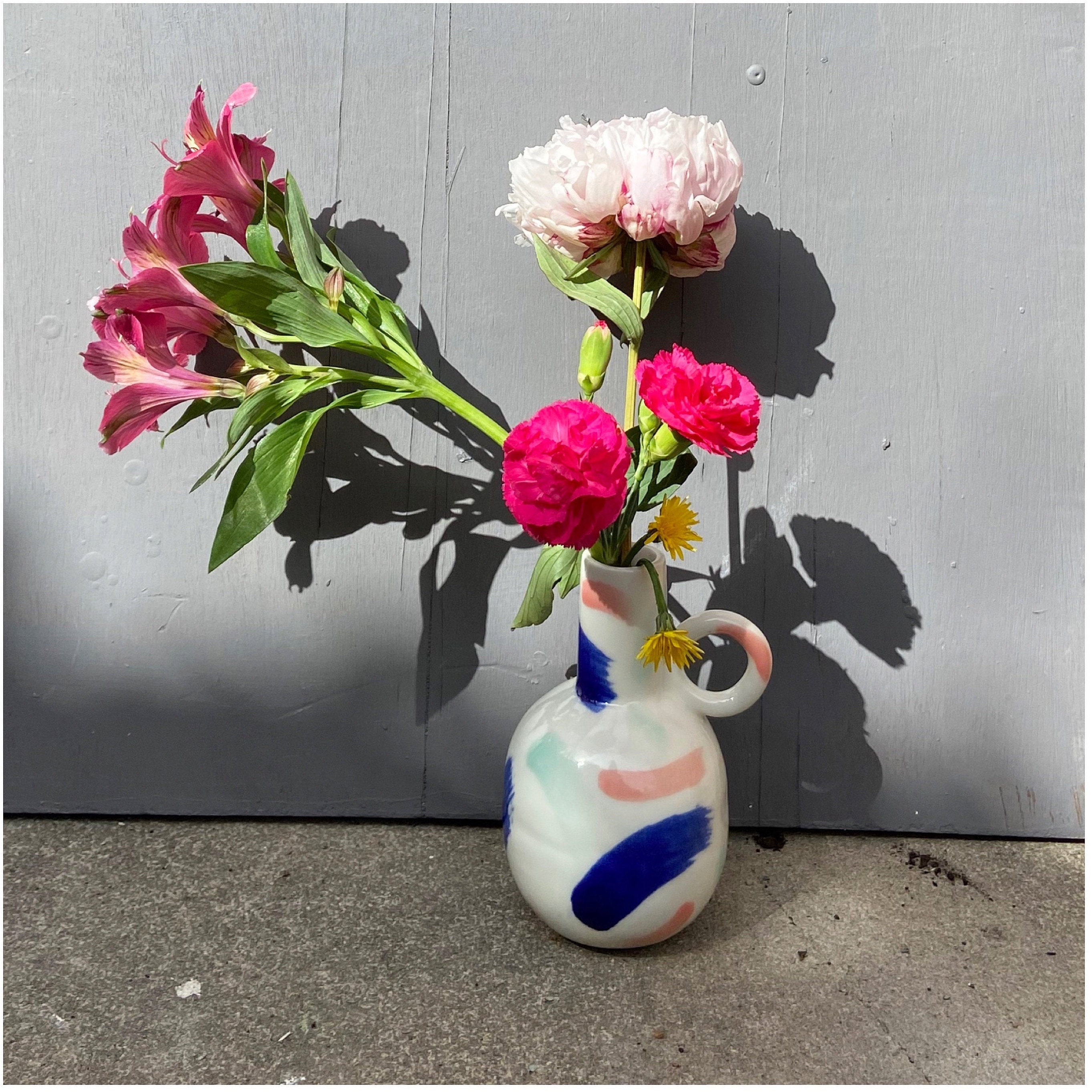 Vase en Céramique | Vase Porcelaine Vase Fait à La Main Faite Décor Excentrique Coups de Pinceau Cad