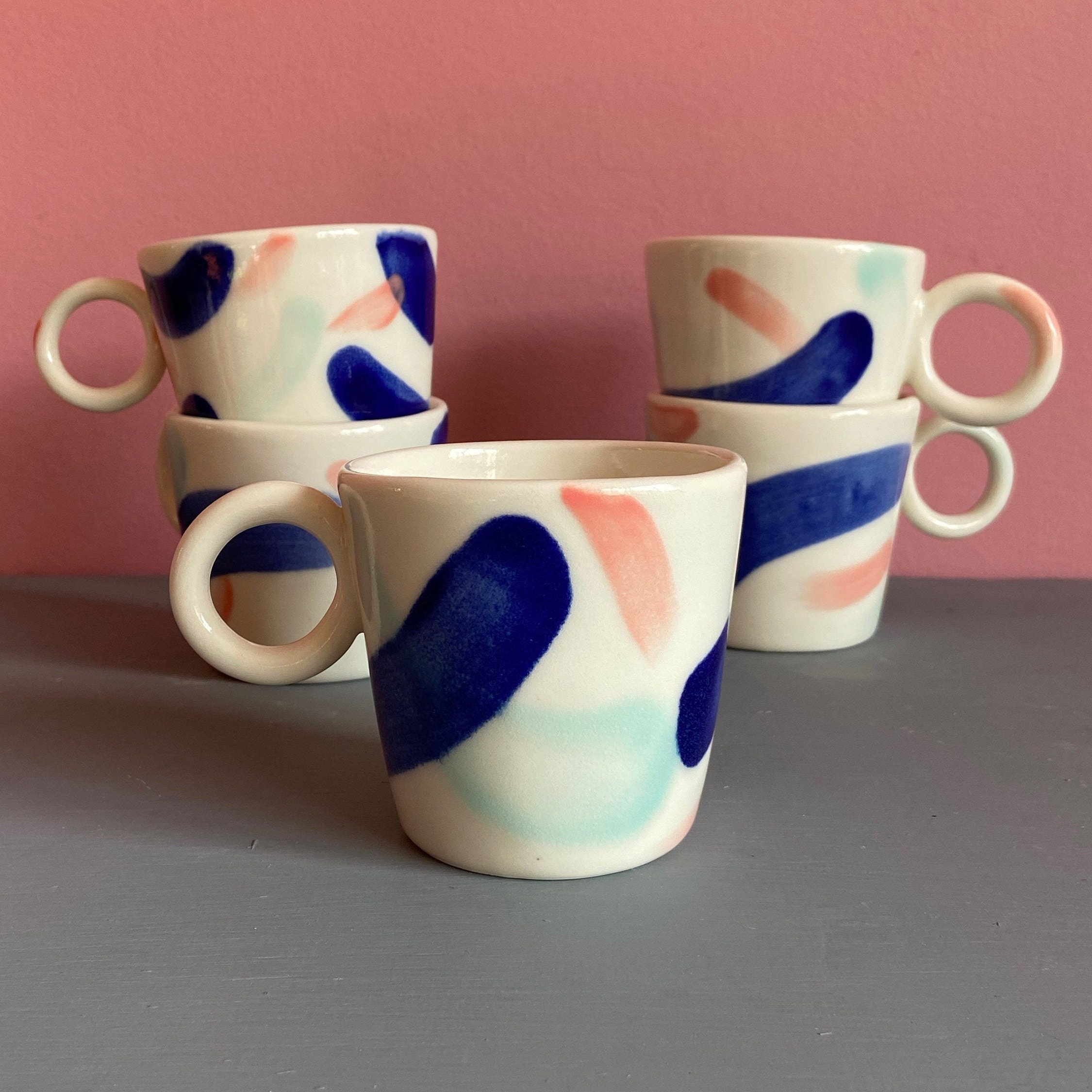 Tasse en Porcelaine Céramique | de Tasse Vaisselle Contemporaine à Thé Faite La Main Cadeau Mariage 