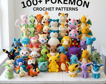 100種類以上のポケモンかぎ針編みセット、ポケモンかぎ針編み、ポケモンかぎ針編みパターン、ポケモンかぎ針編みPDF、かぎ針編みポケモン、ポケモンパターンPDF