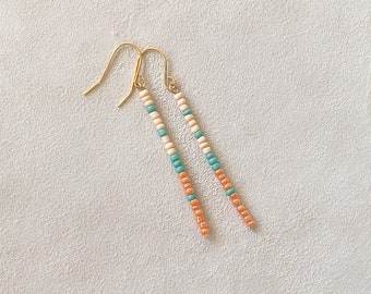 Seed Beed Earrings / Western Earrings / Boho Hippie earrings / Minimalist earrings / Beaded earrings / turquoise coral color earrings