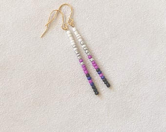 Seed Beed Earrings / Boho Hippie earrings / Minimalist earrings / Purple Ombre Beaded earrings